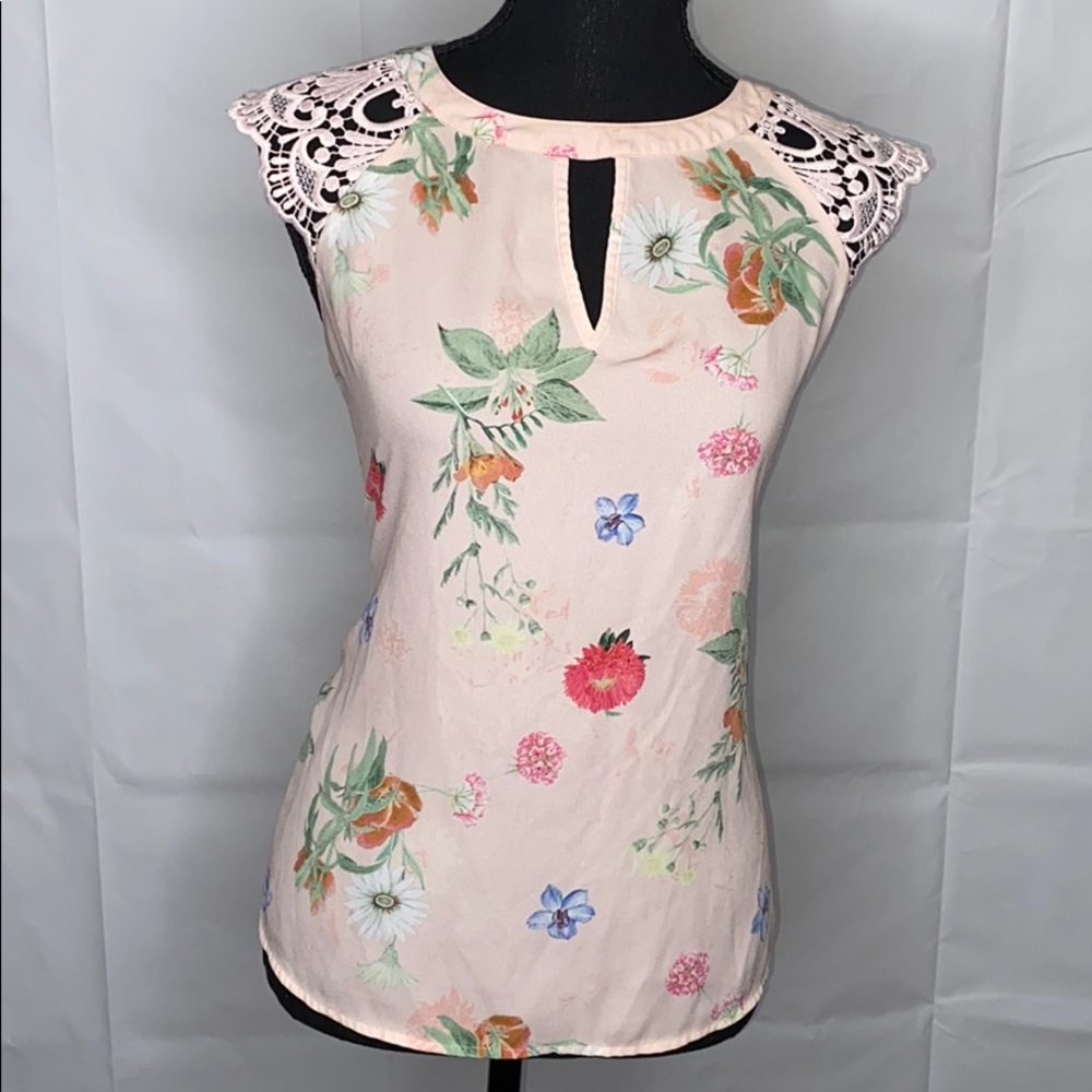 Pink floral blouse